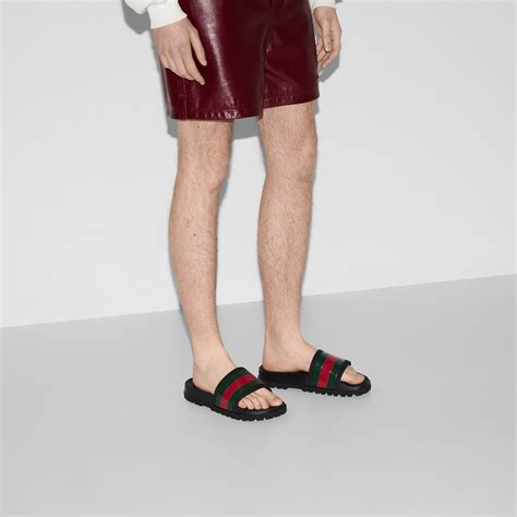 gucci web slides mens|Gucci web slides men.